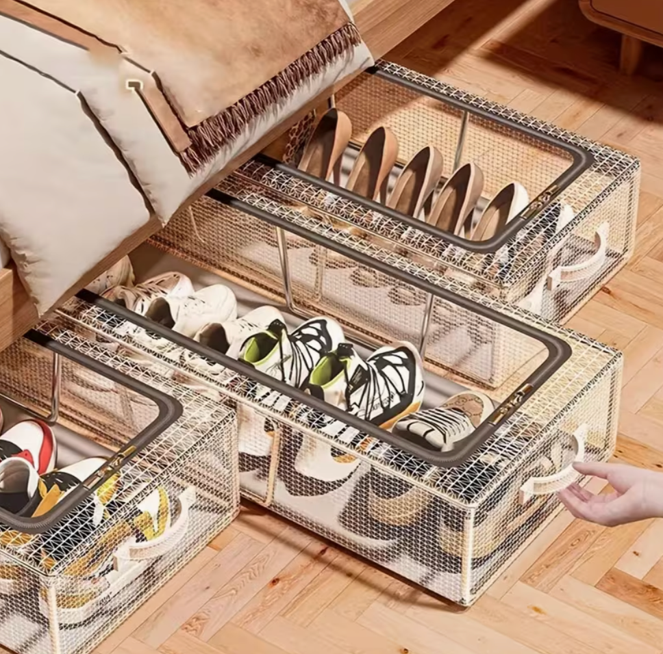 Premium Foldable Shoe Storage Organizer Box | Transparent Dustproof Stackable Case