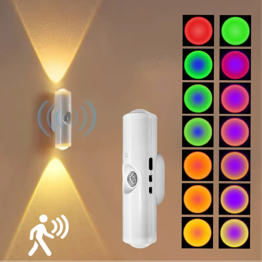 Motion Sensor Magnetic RGB LED Wall Light | USB Rechargeable Night Lamp