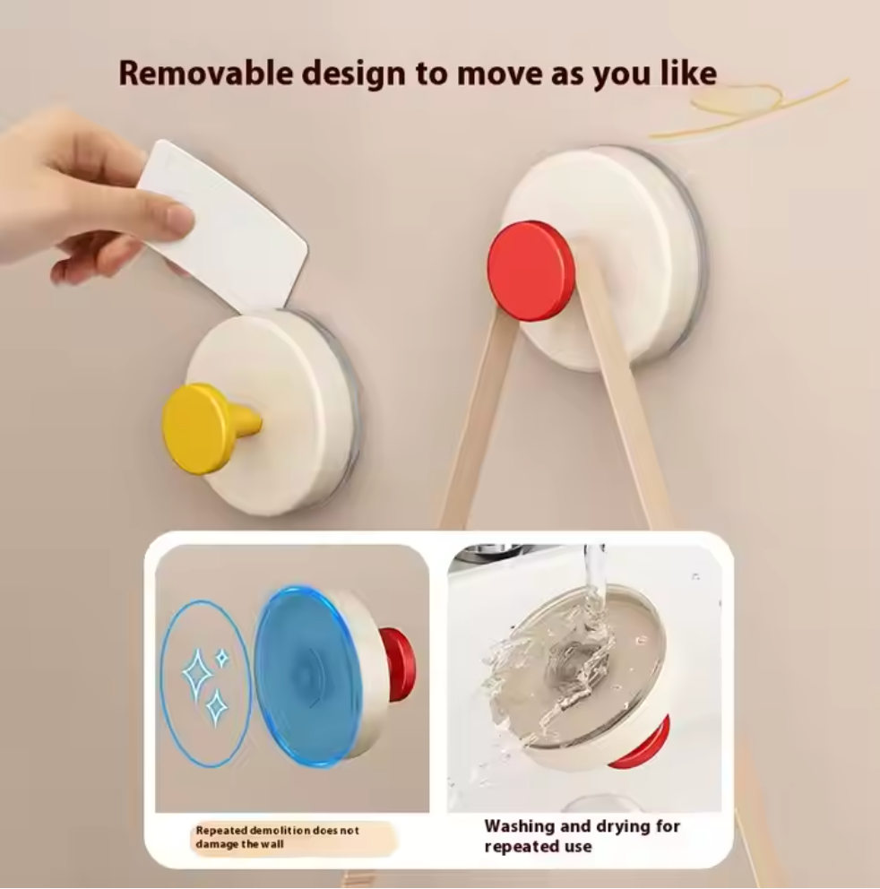 Rotating Vacuum Suction Wall Hook (Pack of 4) | Strong No-Drill Hooks