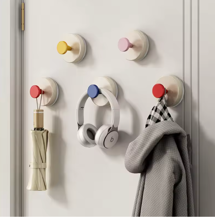 Rotating Vacuum Suction Wall Hook (Pack of 4) | Strong No-Drill Hooks