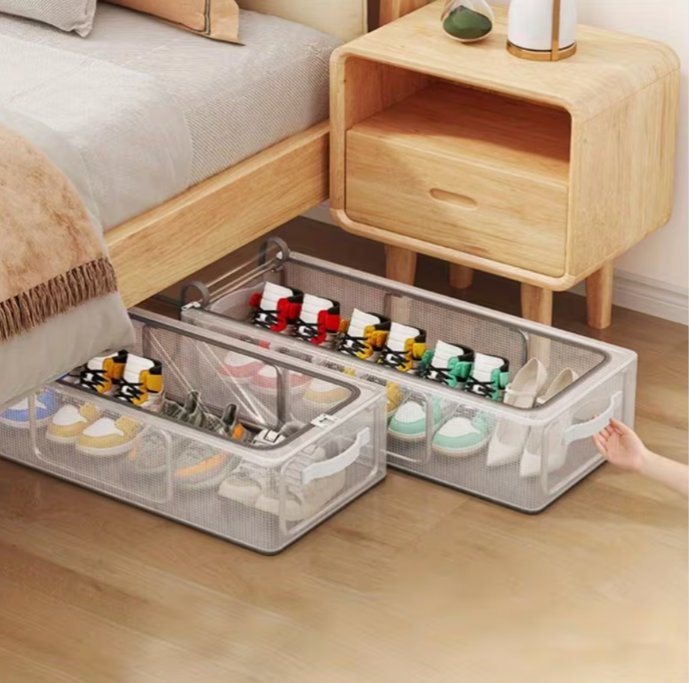 Premium Foldable Shoe Storage Organizer Box | Transparent Dustproof Stackable Case