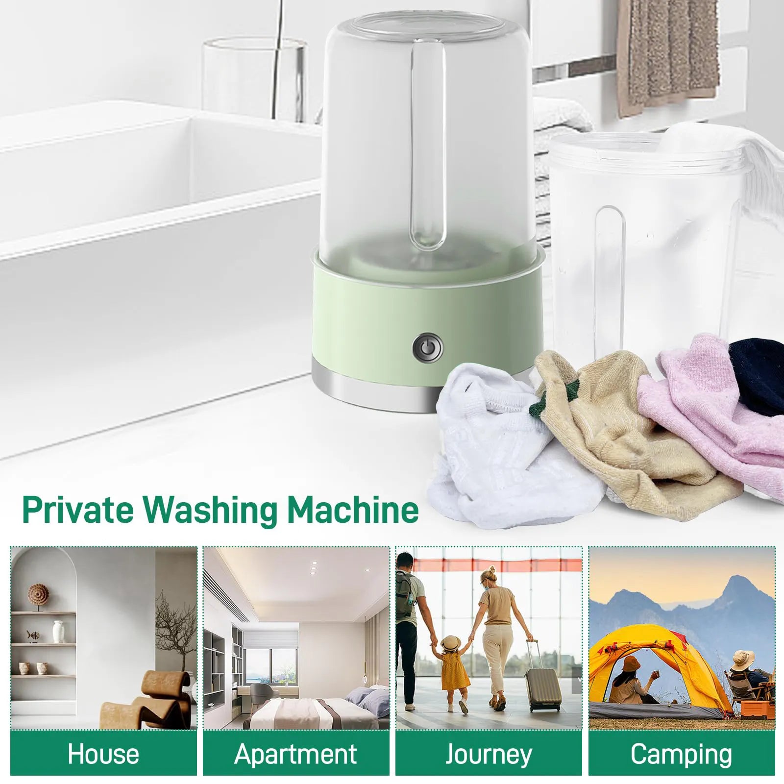 2L Portable Mini Washing Machine | USB Compact Washer for Travel & Small SpacesLaundry Appliances → Washing Machines ✅