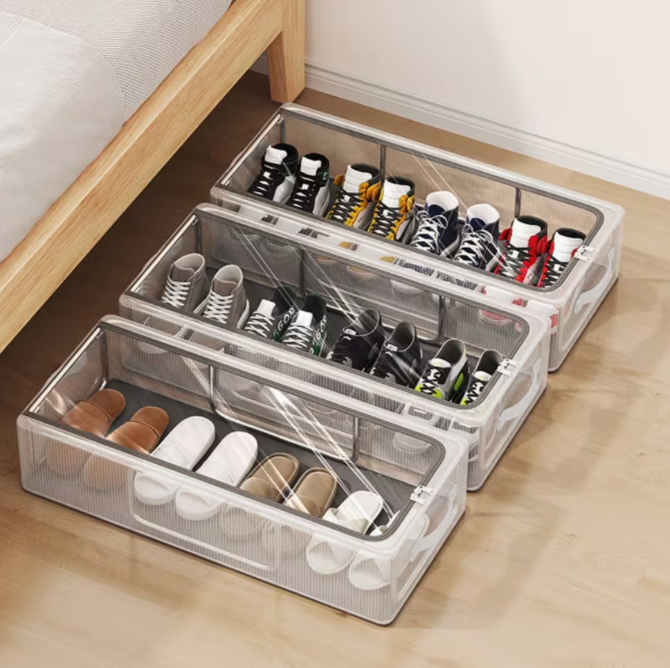Premium Foldable Shoe Storage Organizer Box | Transparent Dustproof Stackable Case