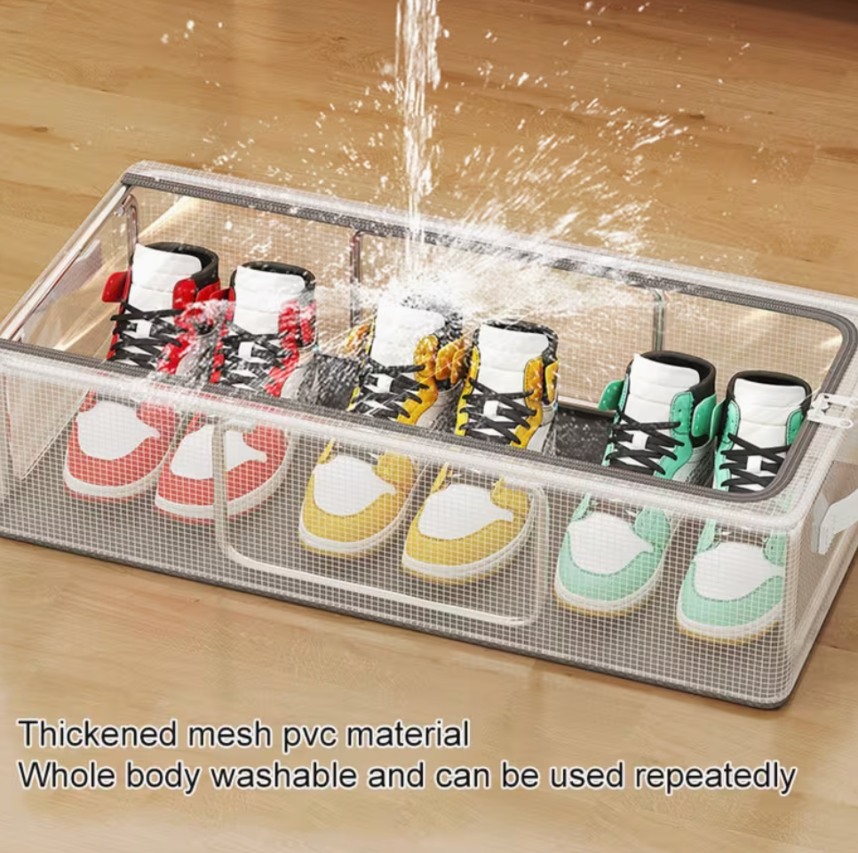 Premium Foldable Shoe Storage Organizer Box | Transparent Dustproof Stackable Case