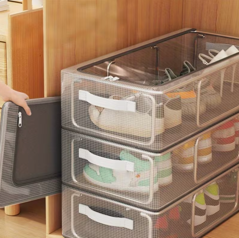 Premium Foldable Shoe Storage Organizer Box | Transparent Dustproof Stackable Case