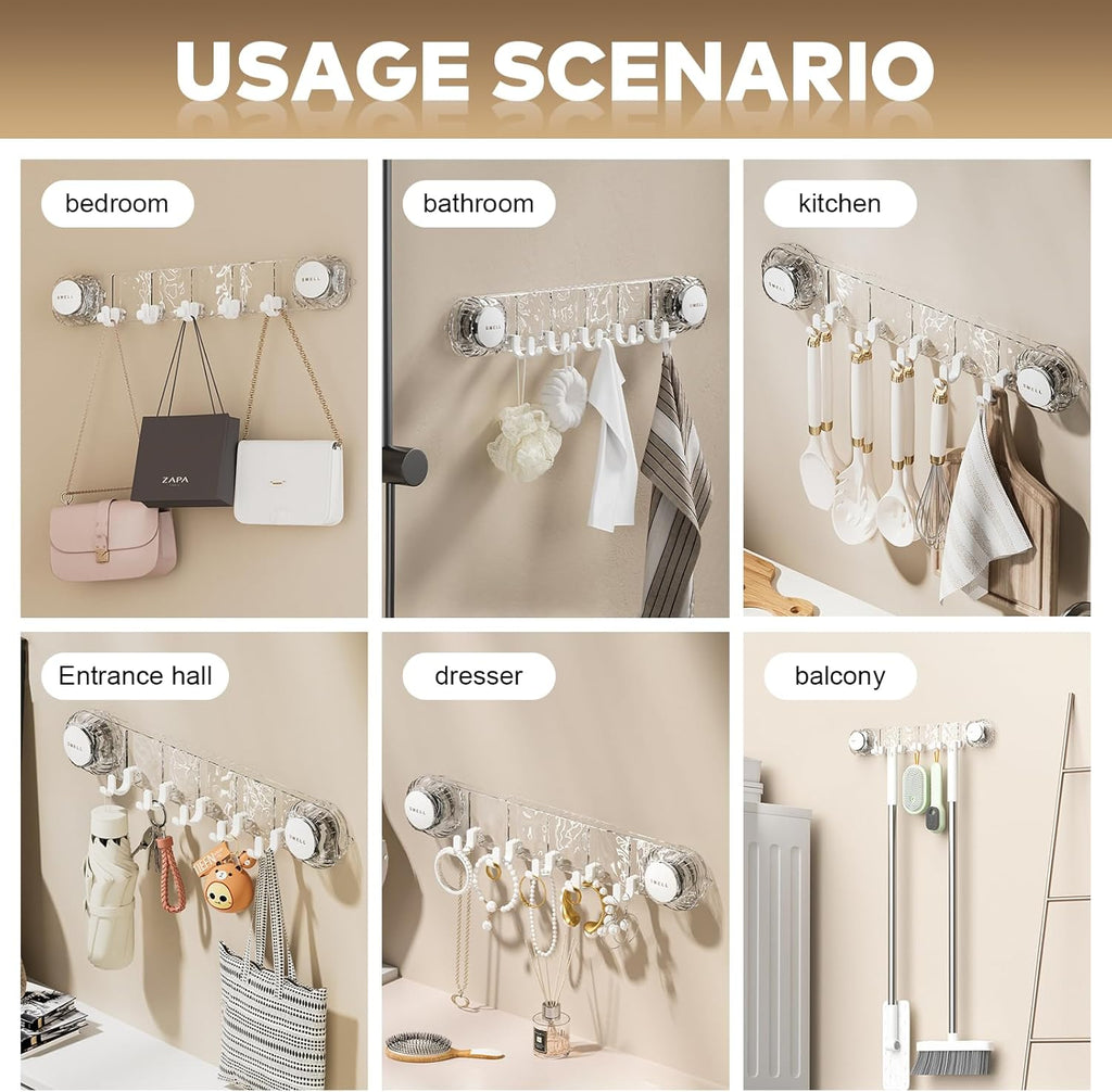 Heavy-Duty Wall Mounted Suction Hooks | No Drill | Reusable
