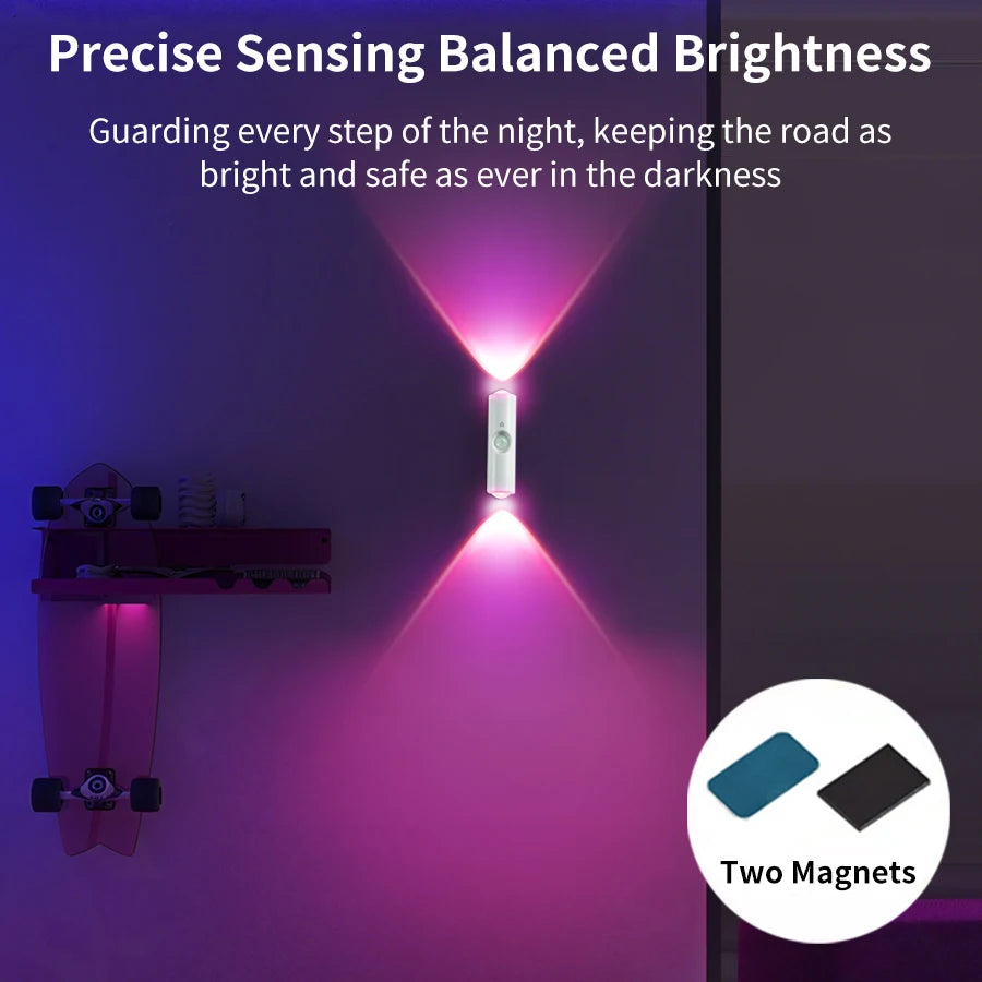 Motion Sensor Magnetic RGB LED Wall Light | USB Rechargeable Night Lamp
